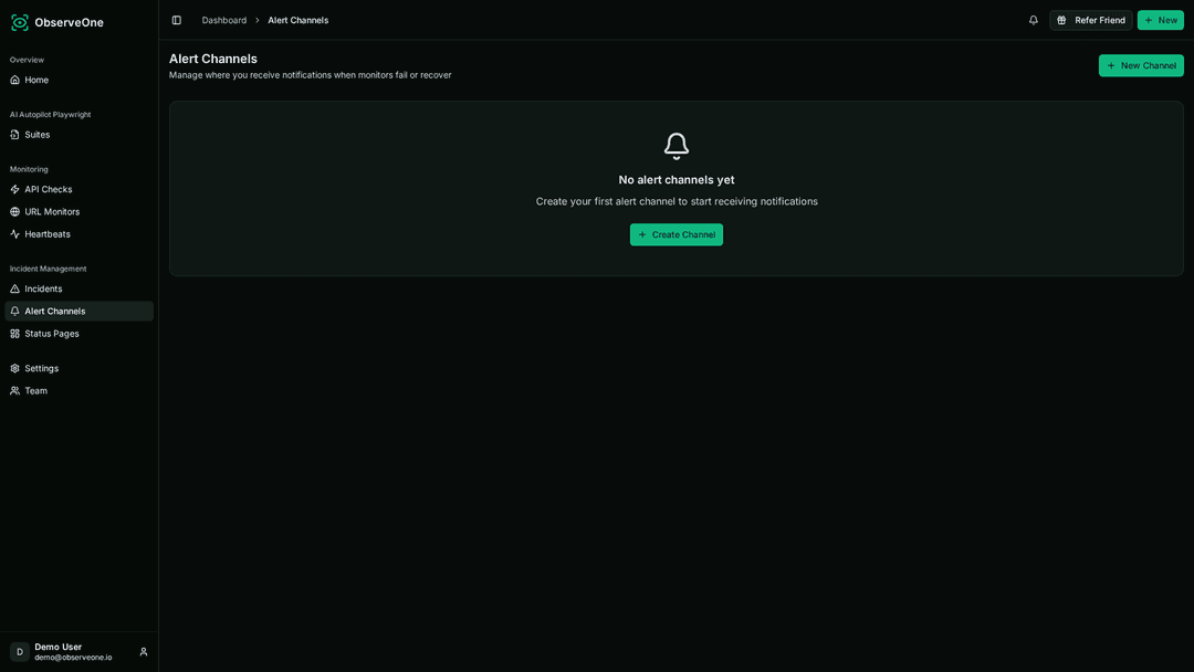 ObserveOne — Alert channels