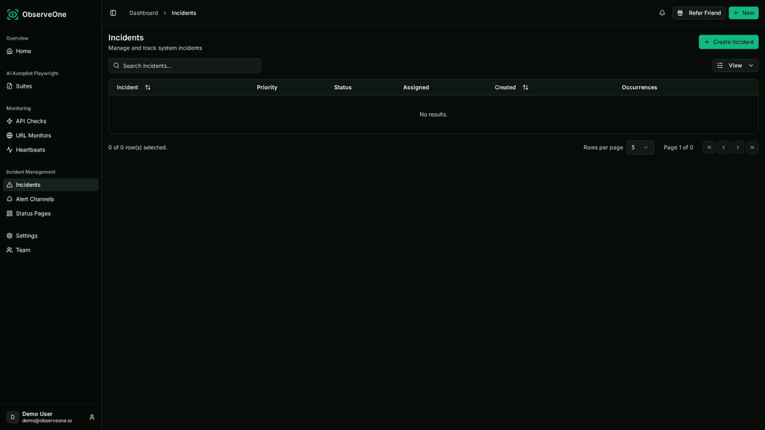 ObserveOne — Incidents & alerts