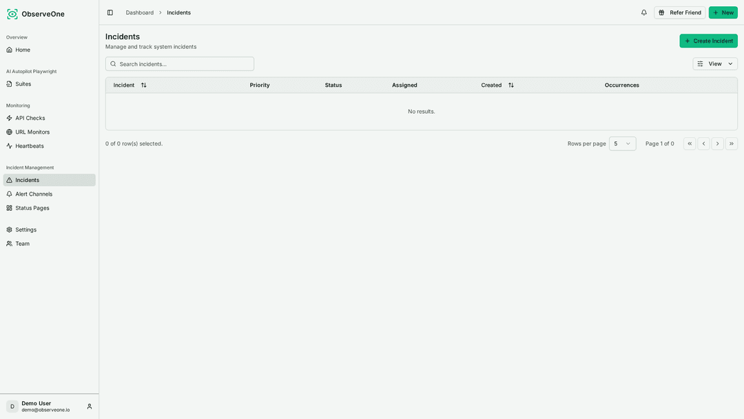 ObserveOne — Incidents & alerts